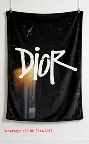 Dior Graffiti Style Flannel Sofa Throw Blanket D425